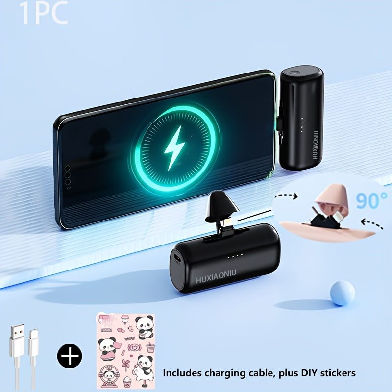 Portable Charger for Iphone with 2-In-1 Connector, 5000Mah Small Power Bank, Smart LCD Battery Digital Display, 5V-2A Charging for Iphone 17/16/15/14/13/12/11