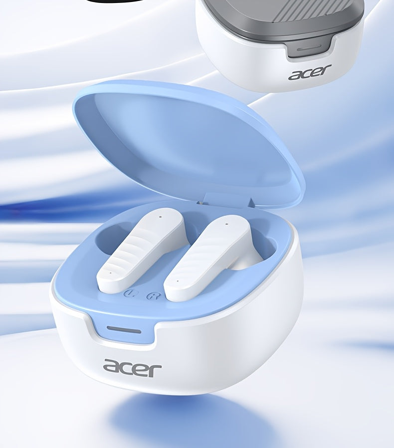 [Acer 2026 New] TWS Wireless Headset Heavy Bass Stereo Calling Noise Cancellation Ultra Long Lasting Sports Running In-Ear Low Latency Gaming Mode HIFI Audio Gift Recommended Multi-Device Compatible Mobile Phone, Tablet, Laptop with Charging Case