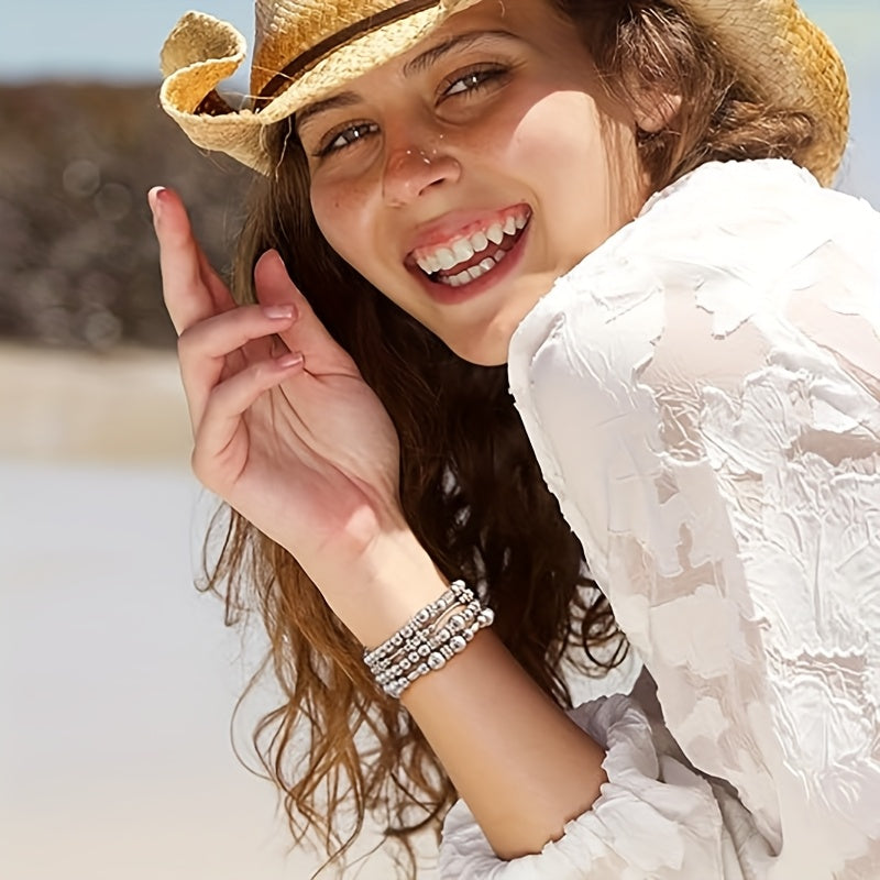 Handcrafted Elastic Golden Beaded Bracelets Designed for Apple Watch Bands in Sizes 38, 40, 41, 42, 44, 45, 46, And 49Mm, Suitable for Women And Compatible with for Apple Watch Series 1 Through 11, Including SE And Ultra Models