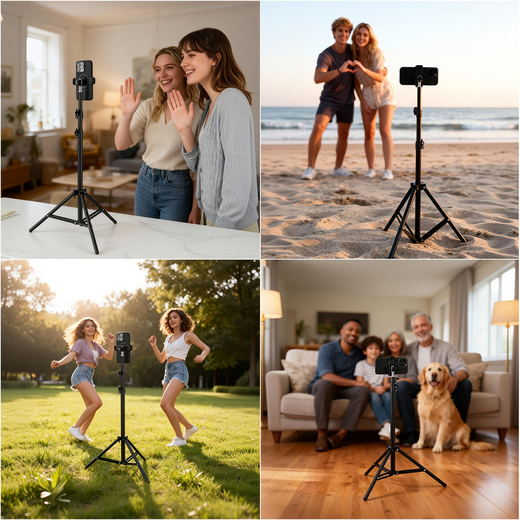 Perfect for Photography Studios, Video Shoots, And Lighting Setups, This Adjustable, Portable Floor Stand Supports Cameras And Lights. Features A Foldable Design with A Sturdy Base And Collapsible Legs for Easy Transport.