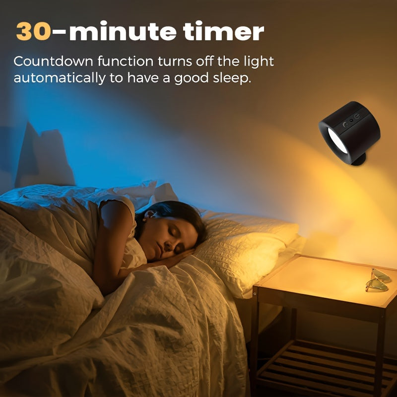 2-Pack GVTCO Modern LED Wall Sconce Smart Light, Innovative Decorative Strip Light with Remote Control, Room Bedside Wall Lamp, USB Rechargeable Touch 3-Level Dimmable Tri-Color Temperature Corridor Light, 360° Rotatable Magnetic Reading Light