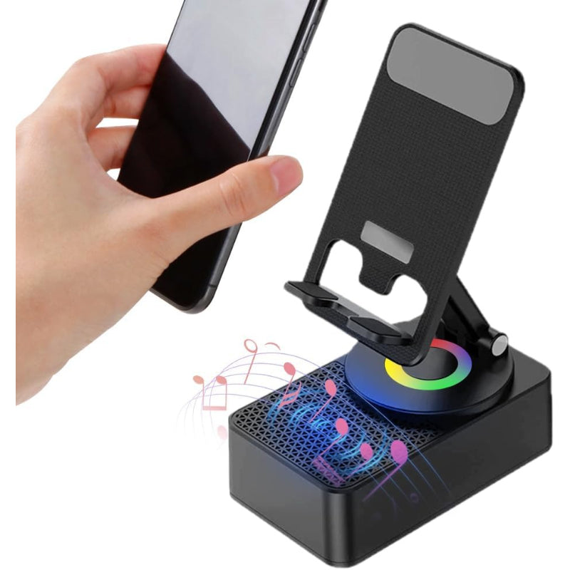 3 in 1 Phone Holder with Wireless Speaker, Phones Induction Speaker Amplifier, Phone Speakers Stand, High Capacity Battery for Emergency Rechargeable, Foldable for Tablet Iphone Android