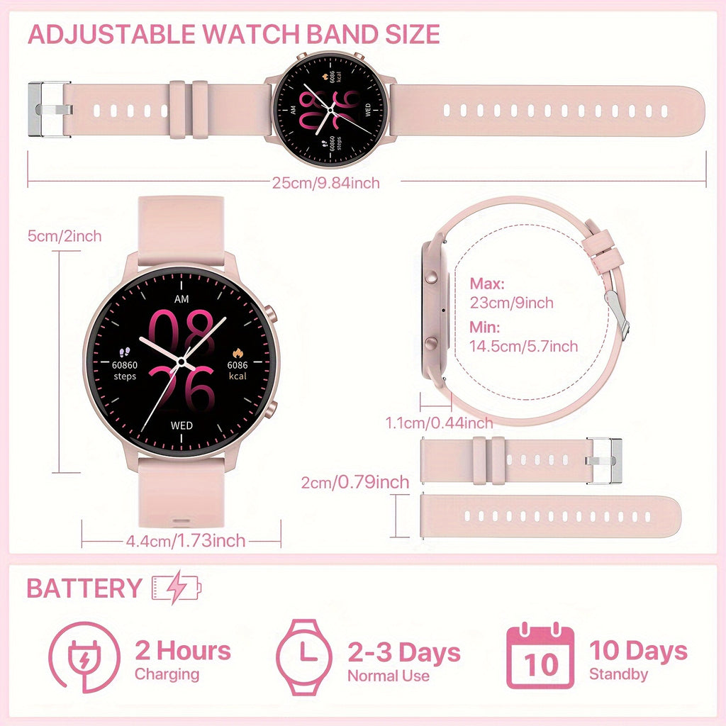Smart Watch Gift for Women, 1.39-inch Full Touch Screen, Smart Call Watch with Answer and Make Call for iPhone and Android Phones, Message Push, Fitness Tracking Watch, Pedometer, Distance, Calories, 100+ Sports Modes, Sports Smart Bracelet, Weather, Stop