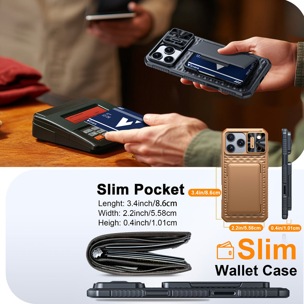 Phone Case - Case Wallet Compatible with The Iphone 17 Pro Max, Featuring a Mobile Phone Lanyard And a Built-In Card Holder That Can Hold 4 to 5 Cards. It Includes a Sliding Lens Cover And a Camera Control Capture Button