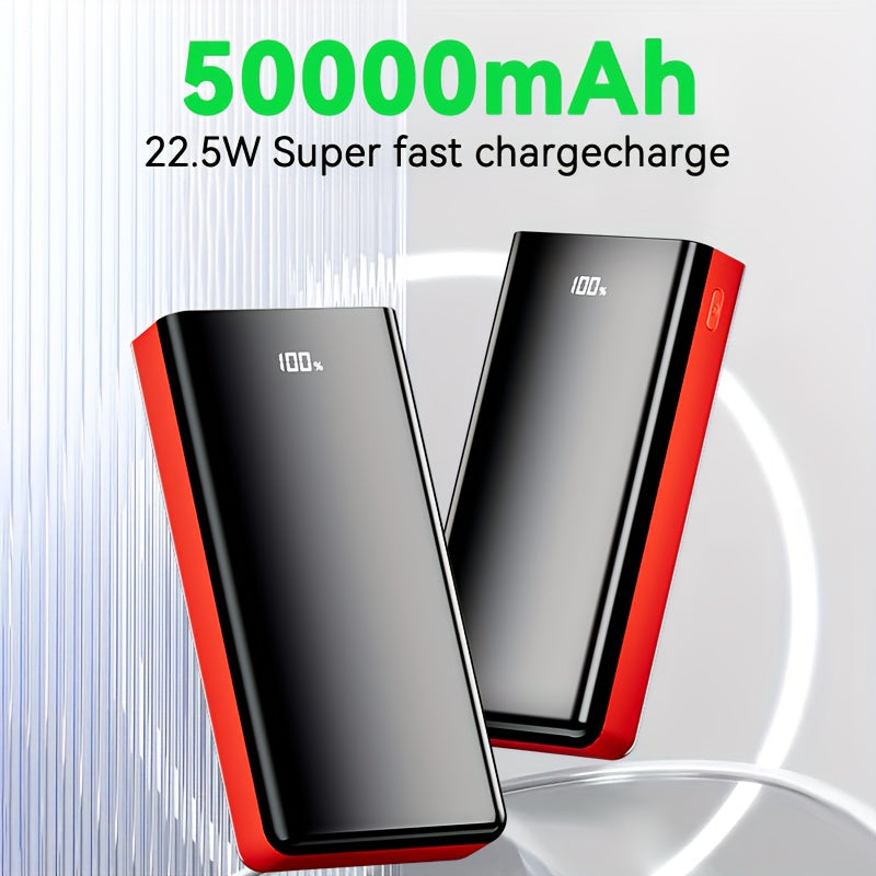 100000/80000/50000/30000mAh High-Capacity Fast-Charging Power Bank With LED Light/Power Display, 4 USB Ports, Type-C Interface, Compatible With IPhone/Android Devices, Outdoor Emergency Backup Battery Pack, New Year Gift