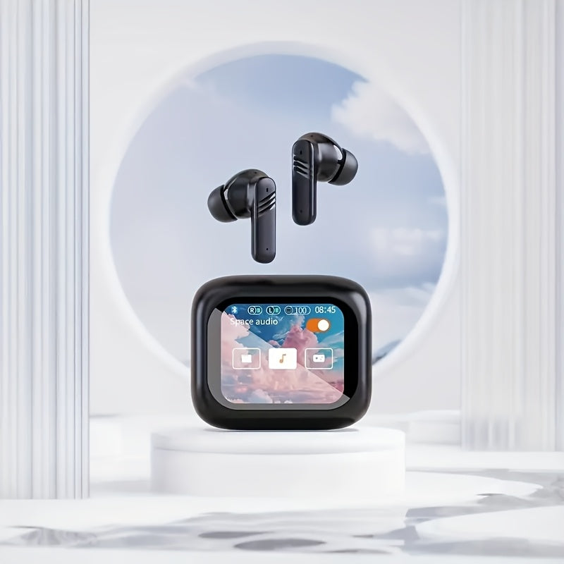 Smart Earphones With Touchscreen, Touch Screen Earbuds, Wireless Headphones Wireless 5.4, Touch Buds With LED Screen, ANC/ENC Noise Cancelling, 48H Playtime, For Work, Sport