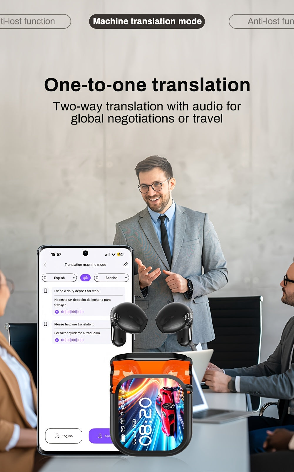 HTC NE20 New Ai Ai Translation Earphones, Real-time Translation Of 134 Languages, High-definition Screen Display, Multifunctional Earphones, Wireless 6.0 Tws High Fidelity Sound Quality, Long Battery Life, Suitable For Exercise, Daily Wear