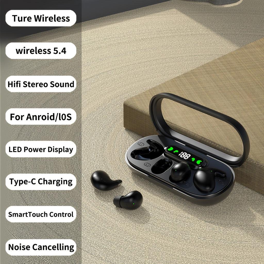 Two Pairs of Dual Touch Wireless Earphones with LED Display Screens, Long Battery Life, Stereo Sound Quality, Low Latency And Transparent Charging Case, Suitable for Couples And Games, Men'S Gifts, Valentine'S Day Gifts for Women