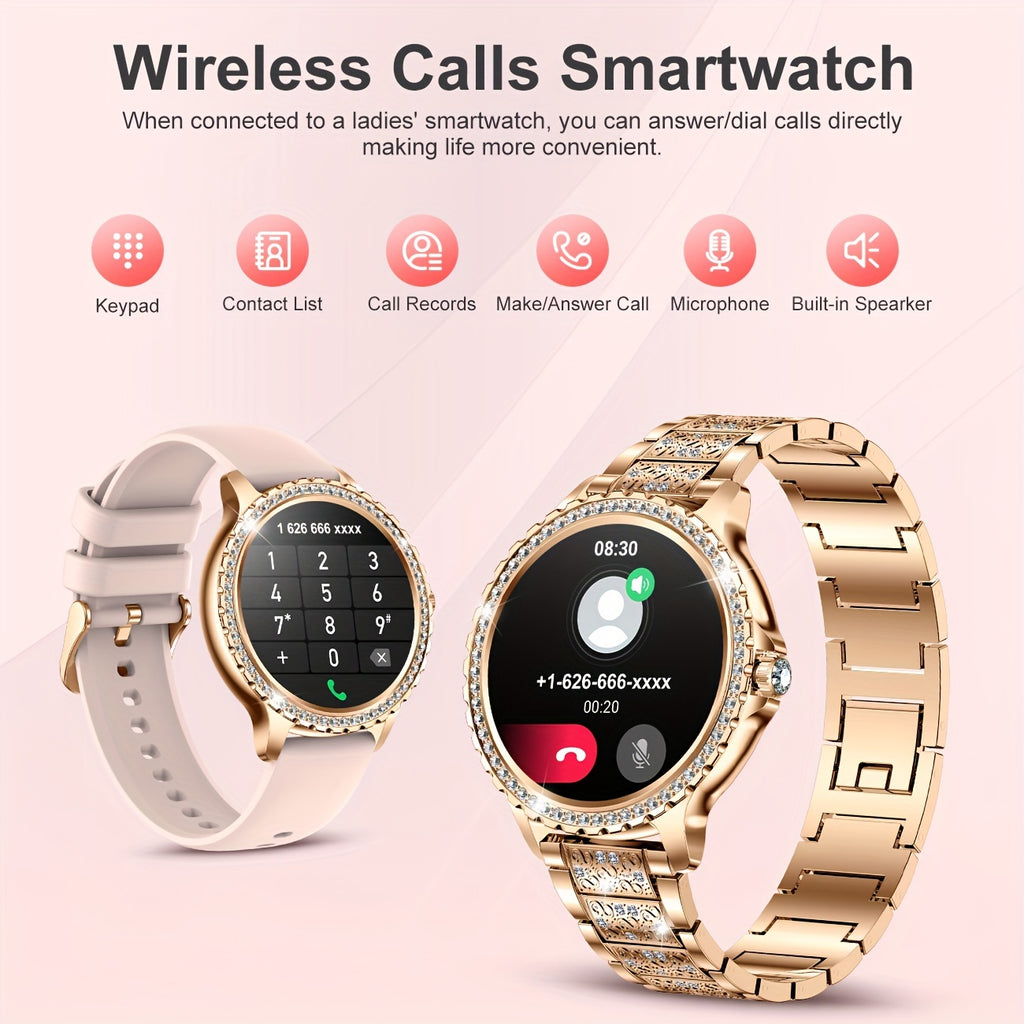 LIGE Smart Watch for Women 1.32-Inch HD Smartwatch with Wireless Call Fitness Tracker with 20 Sports Modes Exclusive Dials Smart Watches for iPhone Android Golden