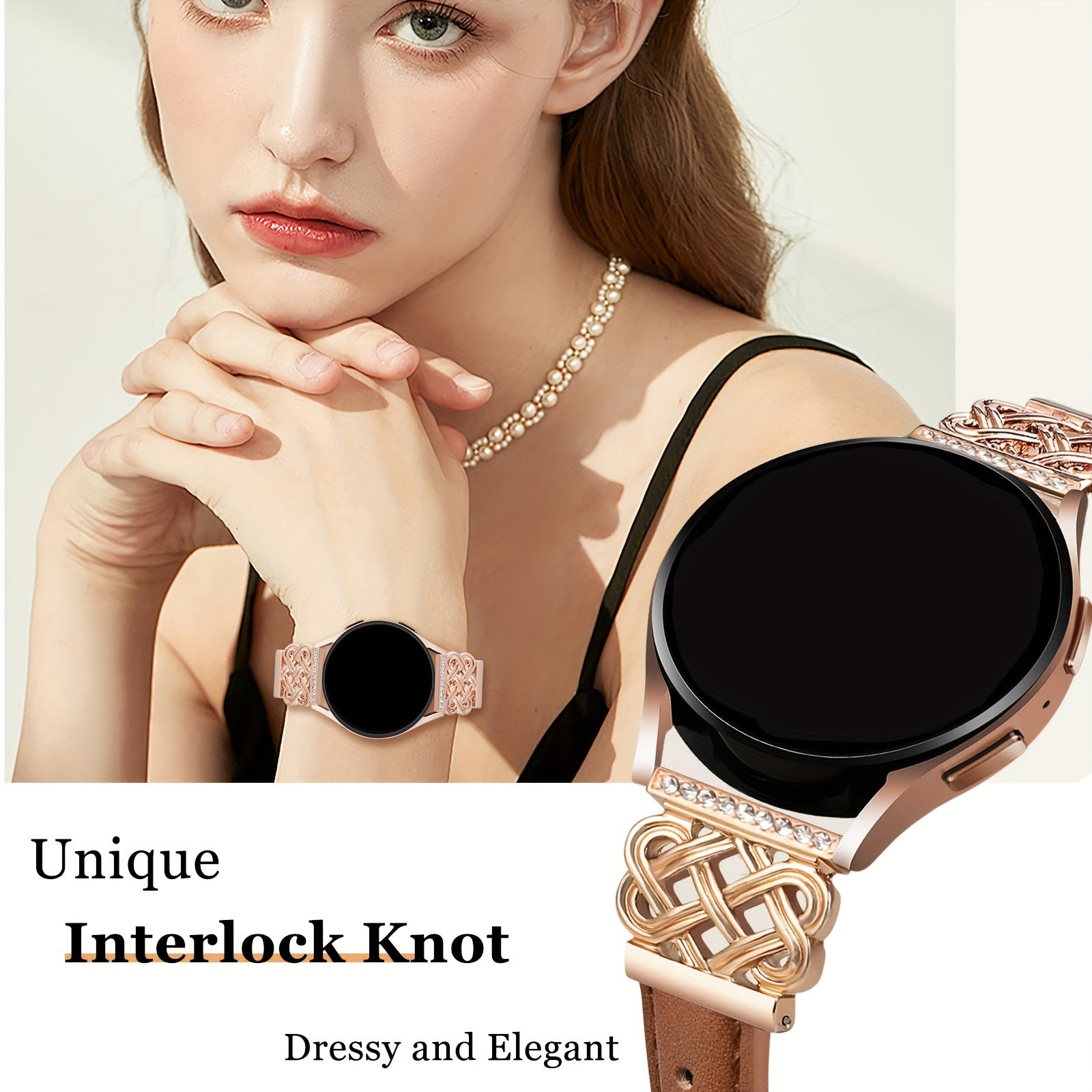 Straps Suitable for Samsung Galaxy Watch 7/6/5/4 44mm 40mm/Galaxy Watch 6 Classic 47mm 43mm/Galaxy Watch 5 Pro/Watch 4 Classic/Watch 3 41mm/Active 2, 20mm Ultra-thin Strap with Designer Carefully Designed Interlocking Buckle Ladies Watch Band.