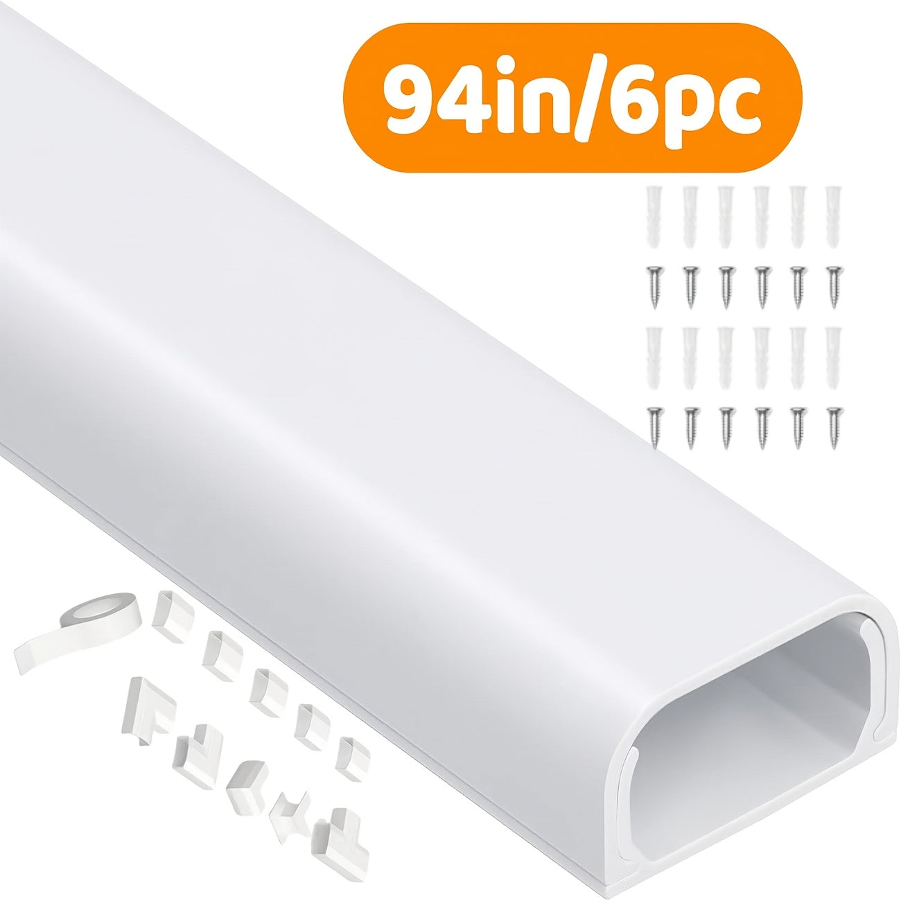 [Father's Day Gifts] Cord Hider, Cable Raceway Cord Cover 10pcs Set 157in/6pcs Set 94in - Self-Adhesive Paintable Wire Hiding Channel (W0.95×H0.55in, White) for Home Office Desk Wall TV, Gifts Suitable for Father's Day