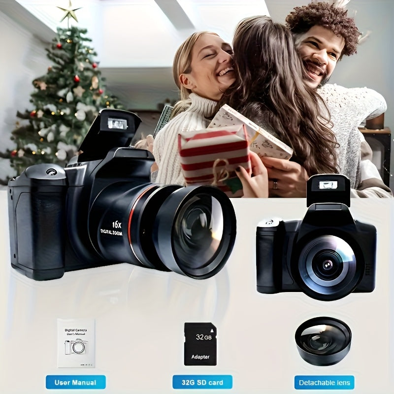 Gift for You! Digital Camera for Photography with 2.4 Inch LCD Screen, 16X Digital Zoom, 1080P Mini Vlog Camera with 9.88mm Wide-Angle Lens, Cool Stuff & Travel Essentials, Easy to Operate, Ideal Gift for Men Women