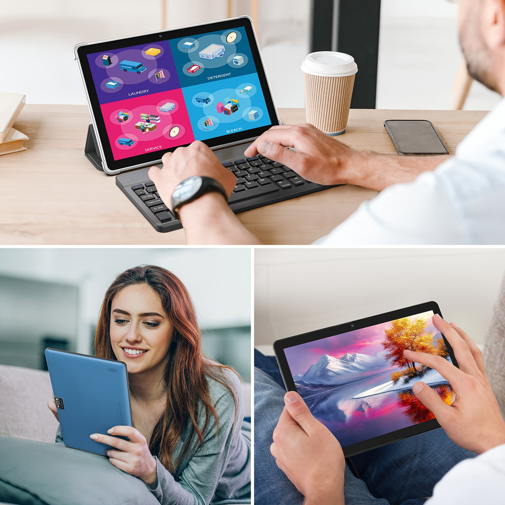10-Inch Android 13 Tablet | Quad-Core CPU, 7GB (3+4) RAM, 64GB ROM, 1TB SD Card Expansion, 6000mAh Battery, 2MP+8MP Dual Camera, 1280x800 IPS Screen, Wi-Fi, Optional Keyboard, Mouse, Styl, Tablet, Pad, Tablet, Pad