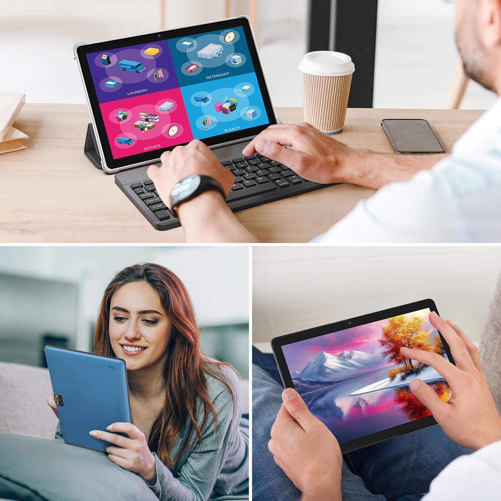 10-Inch Android 13 Tablet | Quad-Core CPU, 7GB (3+4) RAM, 64GB ROM, 1TB SD Card Expansion, 6000mAh Battery, 2MP+8MP Dual Camera, 1280x800 IPS Screen, Wi-Fi, Optional Keyboard, Mouse, Styl, Tablet, Pad, Tablet, Pad