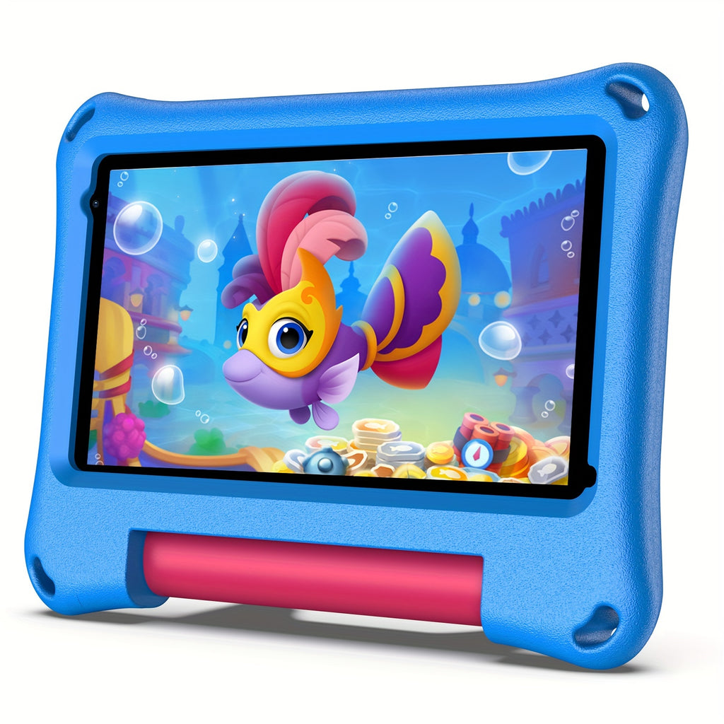 [Android 13, Portable] PRITOM Android 13 Kids Tablet Portable 7-Inch with Silicone Case, 4GB (2GB+2GB Expansion) RAM, 32GB ROM, Supports 1TB Expansion, Dual Wifi, Education, Parental Control, Tablet with Silicone Case, Quad-Core Processor, HD IPS Screen,
