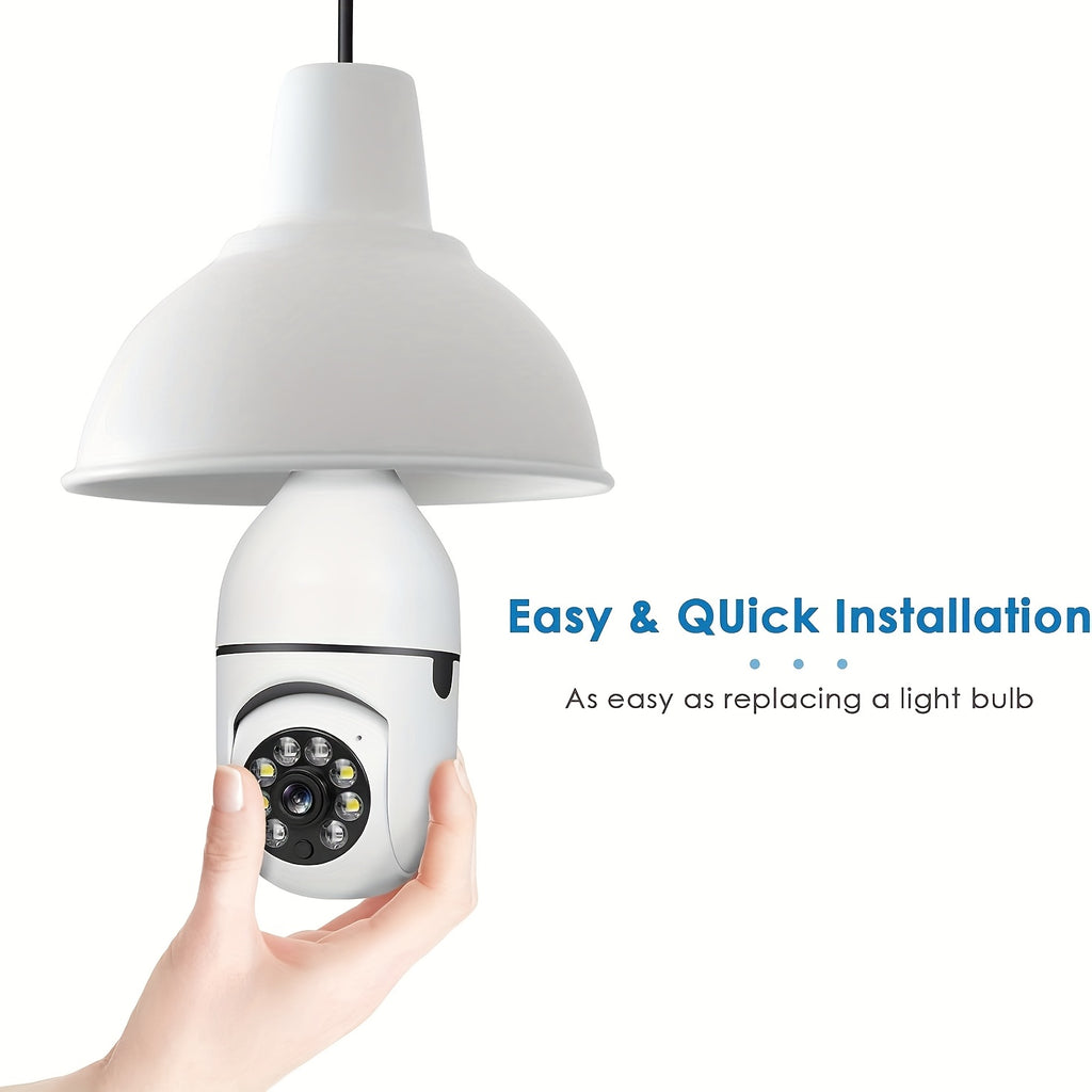 2pcs 4MP Light Bulb Security Cameras, IP54 Protection Rating, Full-Color Night Vision, Motion Detection, Two-Way Audio, E27 Thread WiFi Camera, Wide-Angle Lens, Real-Time Video Streaming And Remote Monitoring,