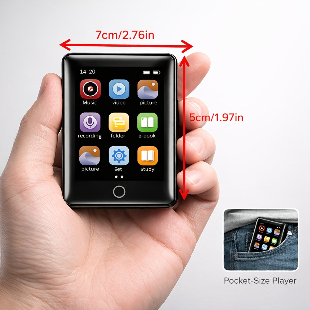 High-fidelity Touchscreen MP3 Player, Equipped with A 2.4-inch IPS HD Display, Supporting Music/video Playback, E-book Reading And Recording Functions, 128GB Expandable Storage Space, Suitable for Running, Traveling And Learning Scenarios.