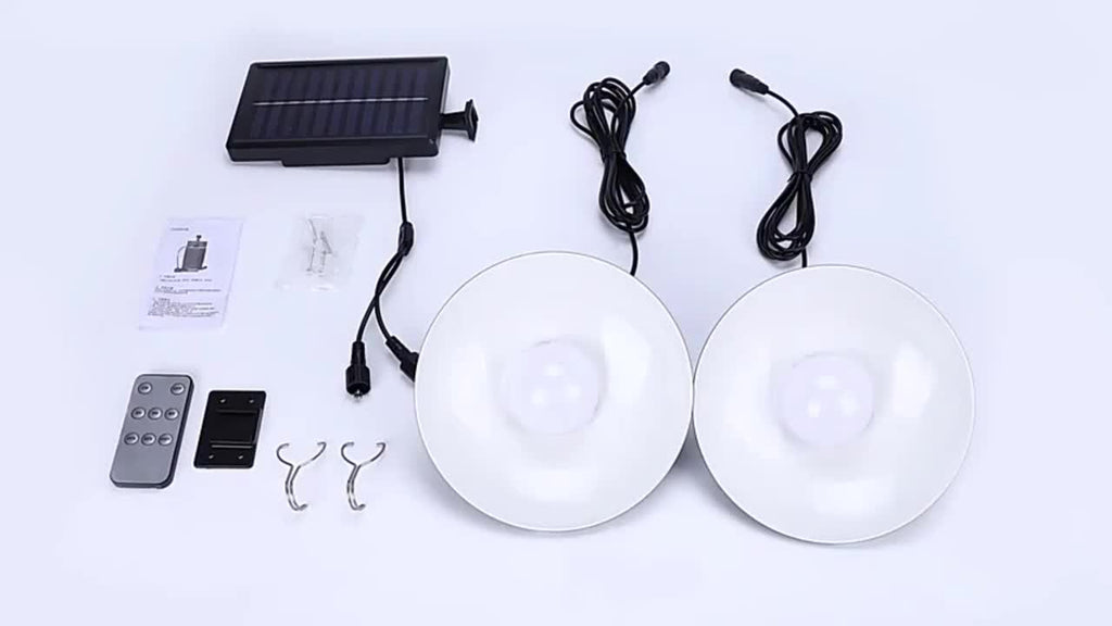 1 Pack Solar Pendant Light, Indoor Outdoor Solar Powered Lighting Fixture, Adjustable Brightness, 3 Brightness Modes, Rechargeable Solar Battery, 3200 Mah Large Capacity Battery, Remote Control, 2 Solar LED Bulbs, Warm Light And White Light Styles