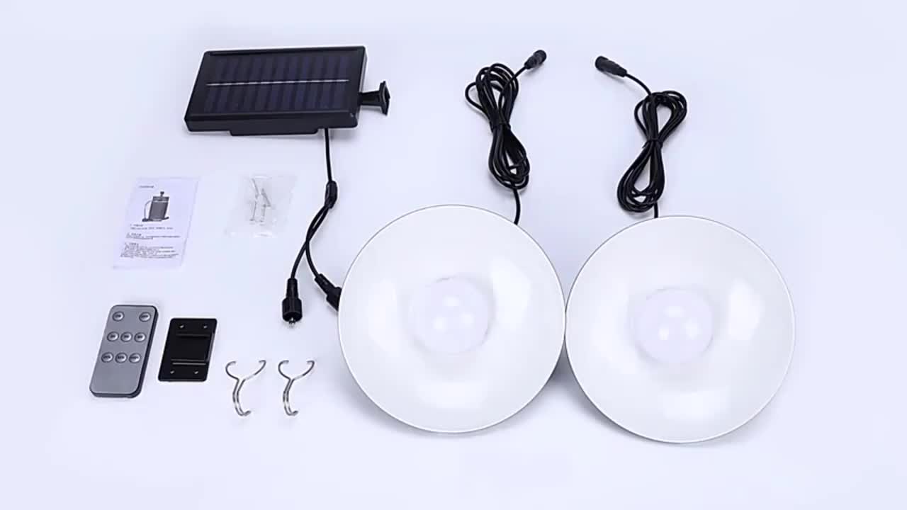 1 Pack Solar Pendant Light, Indoor Outdoor Solar Powered Lighting Fixture, Adjustable Brightness, 3 Brightness Modes, Rechargeable Solar Battery, 3200 Mah Large Capacity Battery, Remote Control, 2 Solar LED Bulbs, Warm Light And White Light Styles