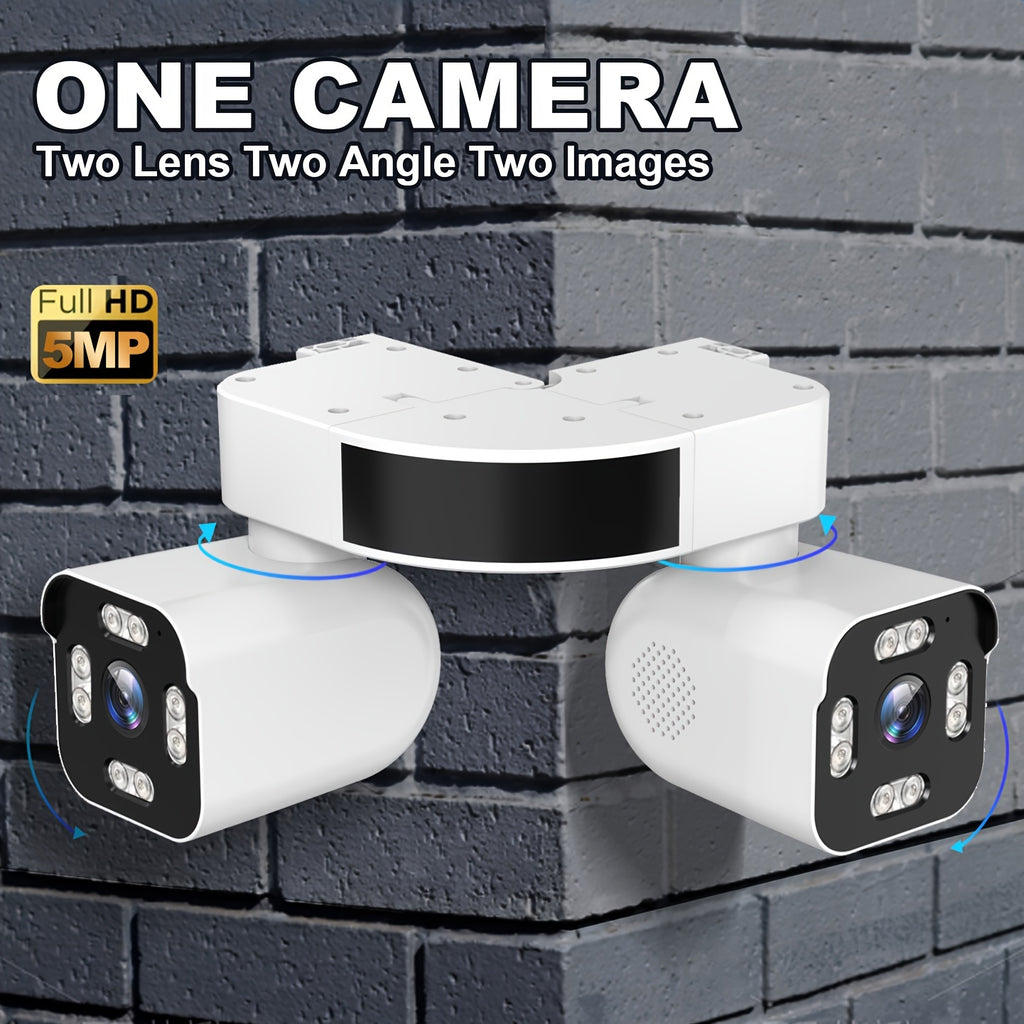 Dual Lens PTZ Security Camera Outdoor Wireless with 360° Pan-Tilt-Zoom, 5.0MP Motion Sensor, Two-Way Audio & Siren Alarm, Night Vision, WiFi Suitable for Home Security System, /Outdoor Surveillance Camera with App