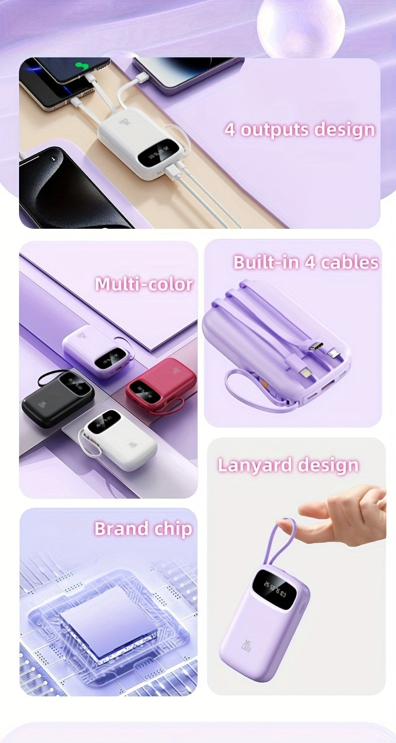 10000mAh Pocket Size Mini Cute 5W Slow Charging/15W Fast Charging/22.5W Super Fast Charging Portable Cartoon Power Bank, Small Size Large Capacity High Appearance, Built-with 3 Cables, High-Speed Rechargeable Battery, Travel Must Have, for iPhone