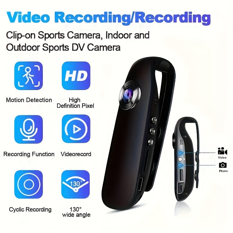 1080P HD Wearable Mini Body Camera, Compatible with Smartphones, Supports Up to 128GB TF Card, Ideal for Security, Biking, Evidence Collection And Adventure Video Recording, Video Monitor-Best Gift for Holidays