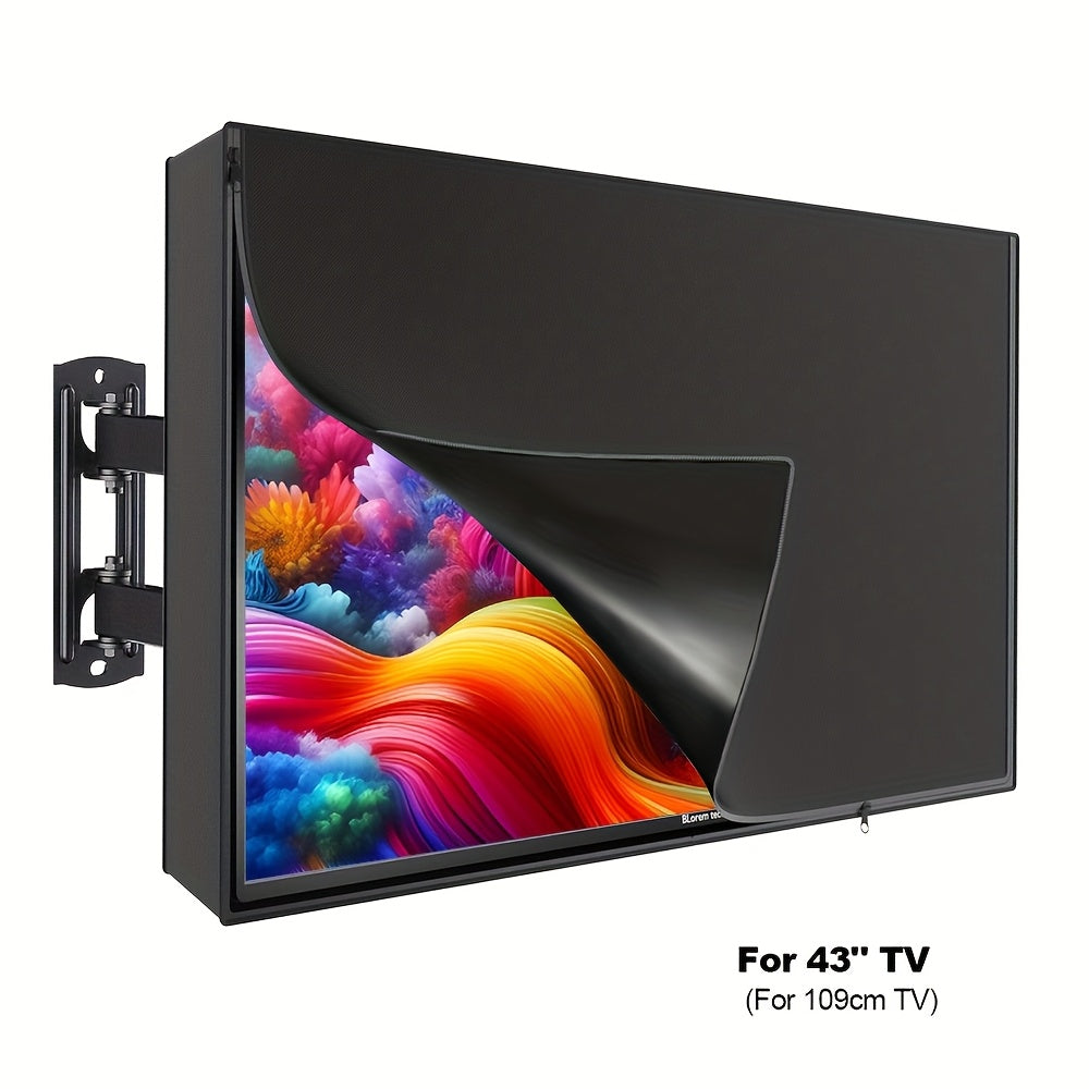 Outdoor TV Cover, Roll Up Front Flap With Non Scratch Soft Liner Protect LED Screen, Zipper Access Weatherproof TV Protector, Outside Television Cover Fit Wall Mount