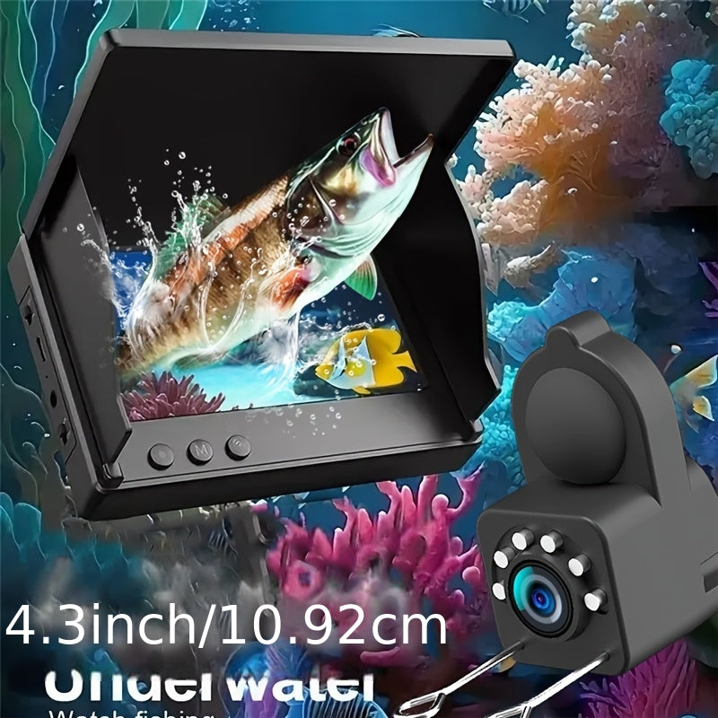 XHJ Upgraded Portable 4.3-Inch High Definition Underwater Fishing Camera with Triple Light Shielding And Night Vision, HD Camera And Bait Monitor, Complete Fishing Kit