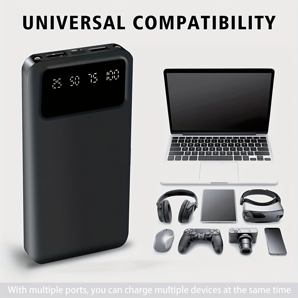 20000mah Large Capacity Mobile Power Supply, 5V2.1A Portable USB Charger, LED And Digital Display, For Ios/ Android Devices, 2xUSB Output, Type-c/ Micro Input, Safe And Stable Polymer Lithium Battery