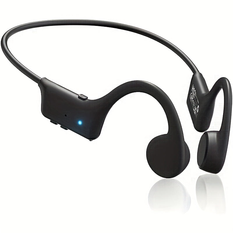 Wireless Open-Ear Bone Conduction Headphones with a Microphone, Offering 12 Hours of Playtime, Ideal for Sports Like Running And Gym Workouts, Available in Black And Blue As a Gift Option