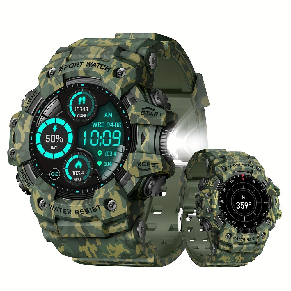 [Smart Watch for Men] Smart Watch for Men with LED Flashlight & 1.32" TFT Screen | Answer/Make Calls, 100+ Sport Modes, SOS, Sleep Tracker, Fitness & Health Watch for iPhone/Android - Cool Gifts for Men