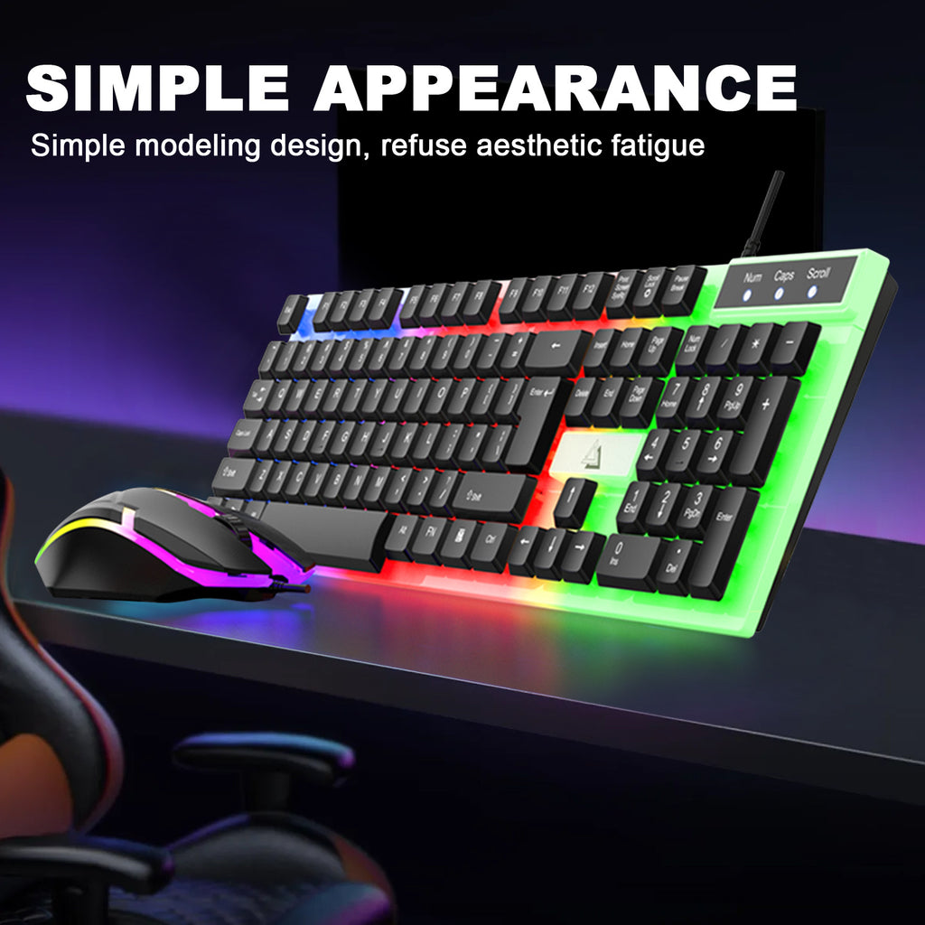 Computer Desktop Gaming Keyboard and Mouse Set Wired USB Keyboard and Mouse Combo with Backlight for PC