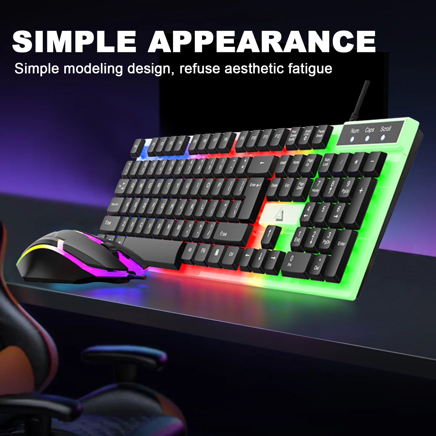 Computer Desktop Gaming Keyboard and Mouse Set Wired USB Keyboard and Mouse Combo with Backlight for PC