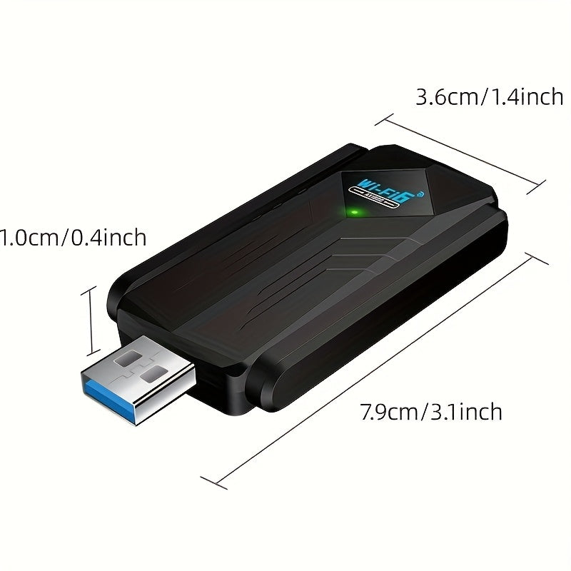 Wireless USB WiFi Adapter for PC - 1800Mbps Dual 5Dbi Antennas 5G/2.4G WiFi Adapter for Desktop PC Laptop Windows11/10/8/7, Wireless Adapter for Desktop Computer Network Adapters