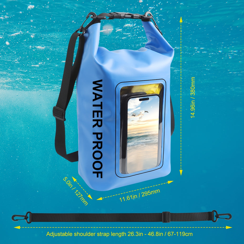 RYNAPAC Dry Bag Waterproof For Women Men, Touchscreen Mobile Phone Window, 1.32gal/2.64gal/5.28gal/7.93gal/10.57gal Roll Top Lightweight Dry Storage Bag Backpack With Phone Case For Travel, Swimming, Boating, Kayaking, Camping & Beach