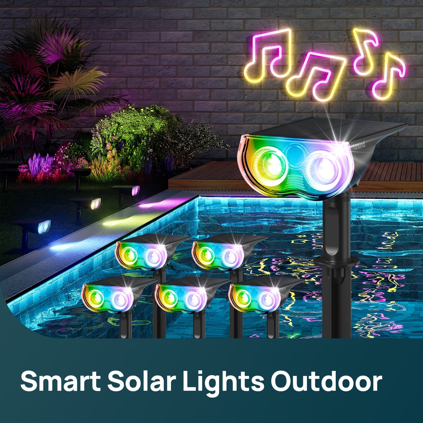 Smart Solar Outdoor Lights, Smart Color Changing RGB Spotlights, Waterproof, APP/Voice Control, Cool/Warm White/Color Changing, Landscape Accent Lighting, Light Shows And Music Sync, Timer And Schedule Supported, For St. Patrick'S Day Decorations Fo