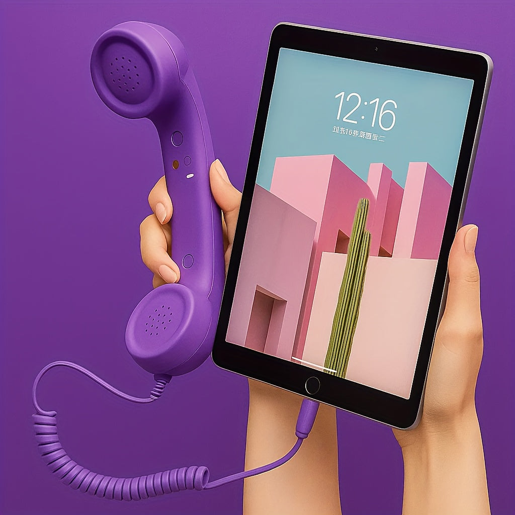 New Retro Phone Handset | Hands-Free Calling for Seniors with Clear Sound And Volume Control Button | Compatible with Smartphones, Tablets And Computers, with Optional Type-C Adapter | Available In Multiple Colors | Practical Christmas Gift