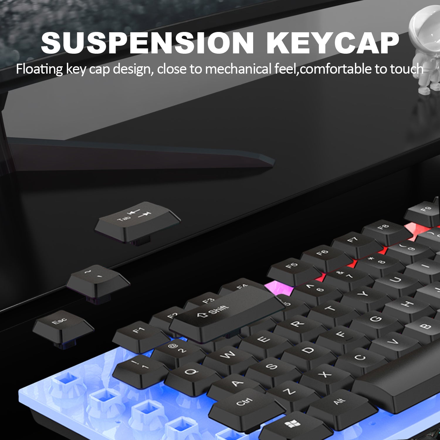 Computer Desktop Gaming Keyboard and Mouse Set Wired USB Keyboard and Mouse Combo with Backlight for PC