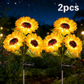 2pcs Outdoor Solar Garden Decorative Lawn Lights with 6 Sunflower-Shaped Lamps, Solar Flower Lights. Ideal Mother'S Day & Birthday Gift for Mom And Girlfriend. Perfect Decorative Stake Lights for Landscape, Courtyard, Patio And Lawn