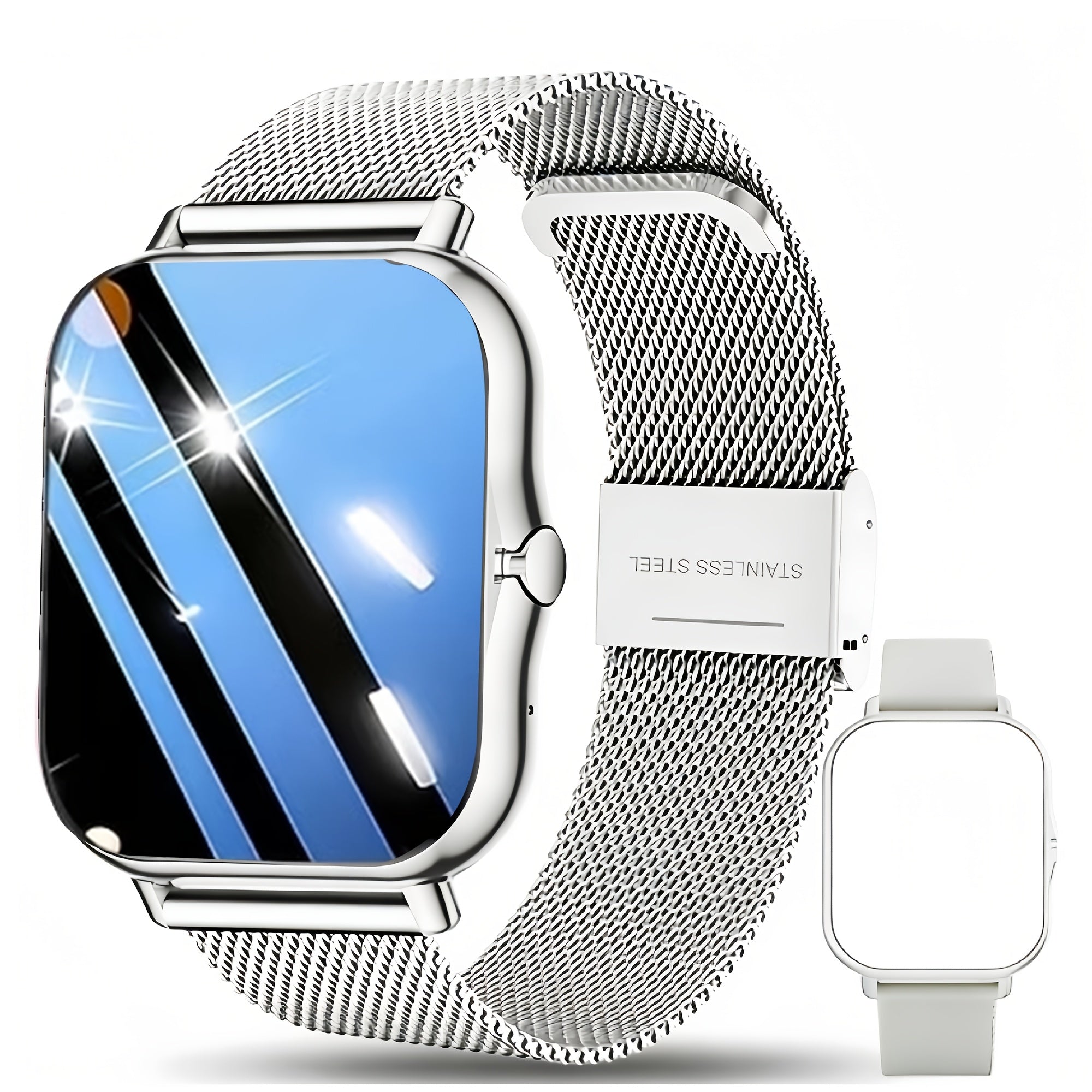 Touchscreen Smartwatch for Men And Women Wireless Calling/Message Alerts/Music Playback Multiple Sports Modes, Weather, Stopwatch, Timer, Alarm Magnetic Charging Compatible with Android And iPhone Systems Two Strap Options, Multiple Color