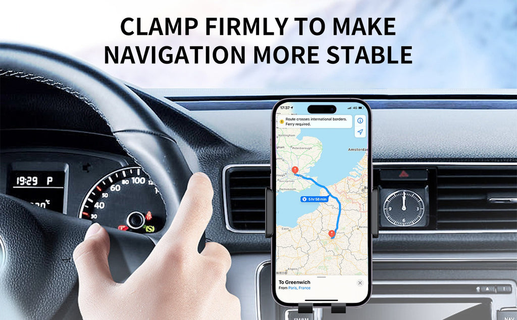 Auto-Sensing Car Phone Mount - Wireless Charger Fast Charge with Vent Clip & Dashboard Suction, Auto-Lock Tech For, Smart Car Holder