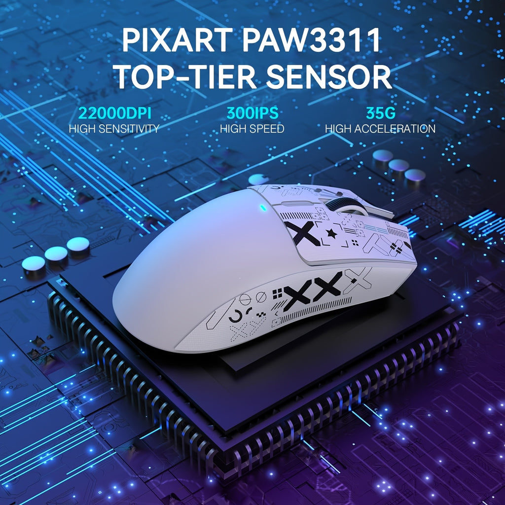 ATTACK SHARK X11 Lightweight Wireless Gaming Mouse with RGB Charging Dock, Tri-Mode-2.4G/USB-C Wired/Wireless, PAW3311 Optical Sensor, HUYU Switch, 5 Programmable Buttons for PC/Mac, Wireless Mouse for Gaming, Gaming Mice, Gaming Mouse Wireless, Pc Gaming