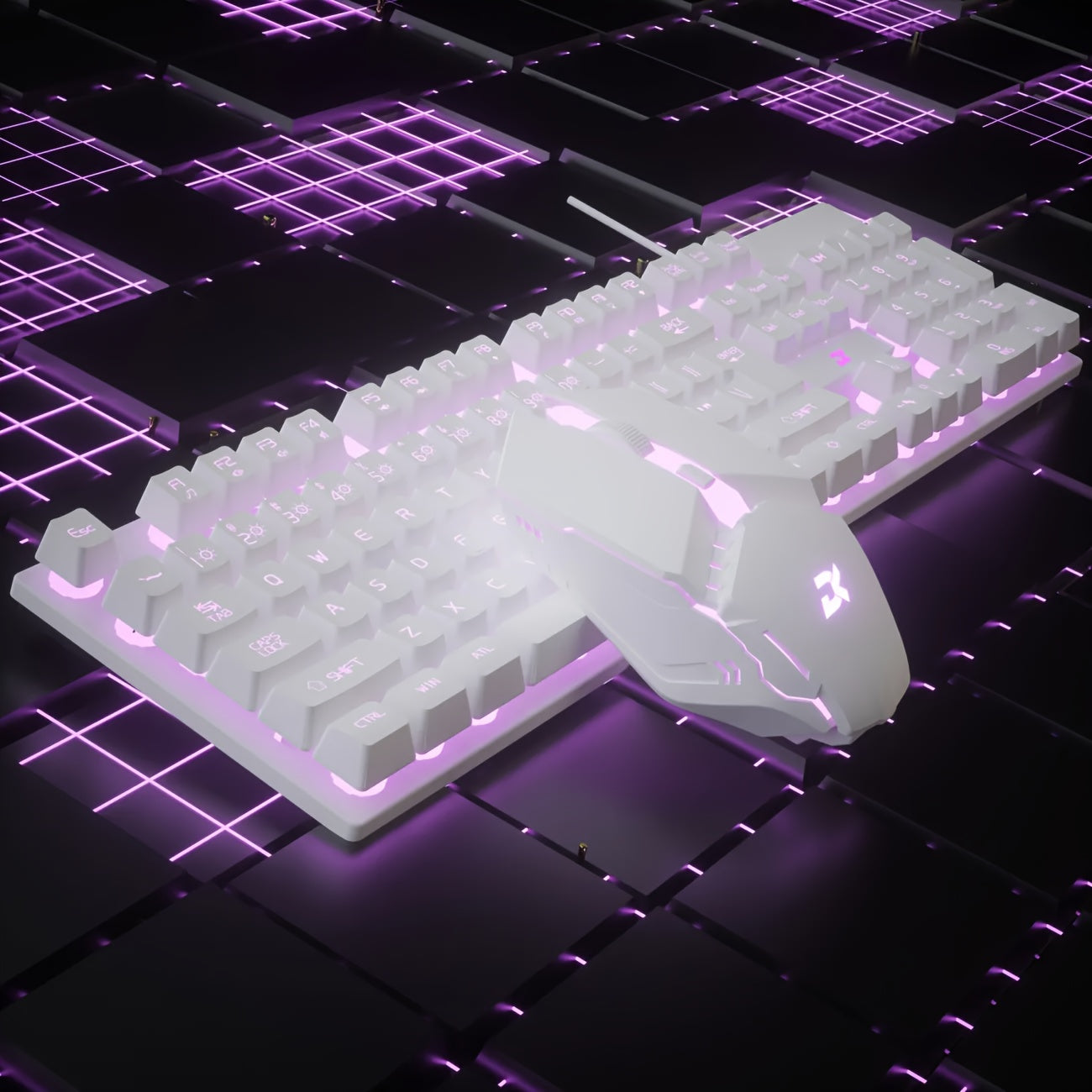 Wired Illuminated Keyboard And Mouse Set, Gaming Computer, Desktop Laptop, Floating Keycap, Mechanical Touch, USB Head