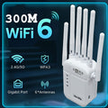 Wifi 6 Signal Amplifier, 1400Mbps Mesh Network Extender, Dual-Band 2.4Ghz/5Ghz, High-Speed Wi-Fi System with 6 Antennas, One-Button Operation, Easy Installation, Comprehensive Home Coverage, Works with Smartphones, Tablets