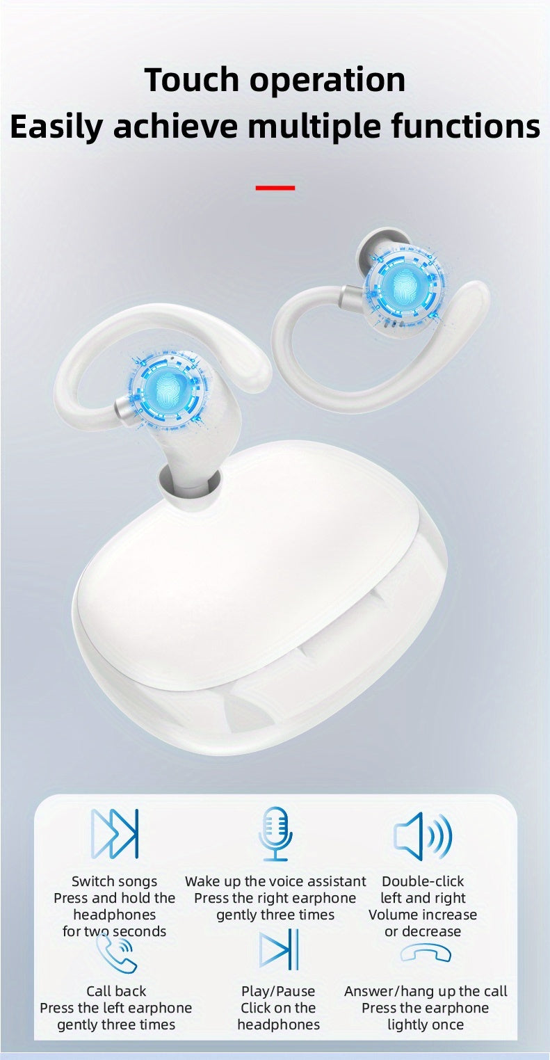 2026 New Wireless Earbuds Hi-Fi Stereo In-Ear Headphones Long Battery Life LED Digital Display Touch Control Noise Canceling Fast USB Charging Sport Gaming Headset Lightweight Fashion Earphones for Commute And Gamers