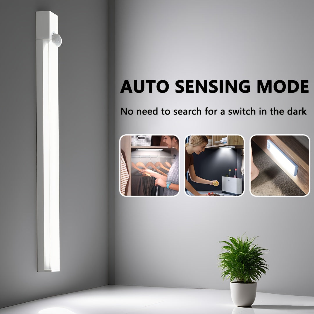 [USB Rechargeable Motion Lights] 6pcs Smart LED Motion Sensor Lights, LED Indoor Lighting Strips with USB Rechargeable Magnetic Night Lights, Sizes 3.94In/7.87In/11.81In, Detachable Cabinet Lights, Motion Sensors, Indoor Motion Lights, Stair Lighting, She