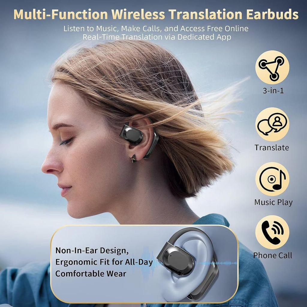 Real-Time Languages Smart AI Translation Earbuds - Translate In Real-Time, Providing Precise Simultaneous Interpretation to Eliminate Language Obstacles for Seamless Business Trips, Social Interactions, Education, Work, And Conferences,