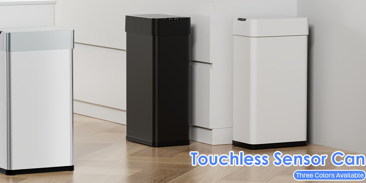 18.5 Gallon Motion Sensor Trash Can, Touchless Automatic Garbage Can, Brushed Stainless Steel Smart Bin, with Bag Holder, Soft Close Lid, for Kitchen, Office, RV, Bedroom, Living Room (Black, 60L)