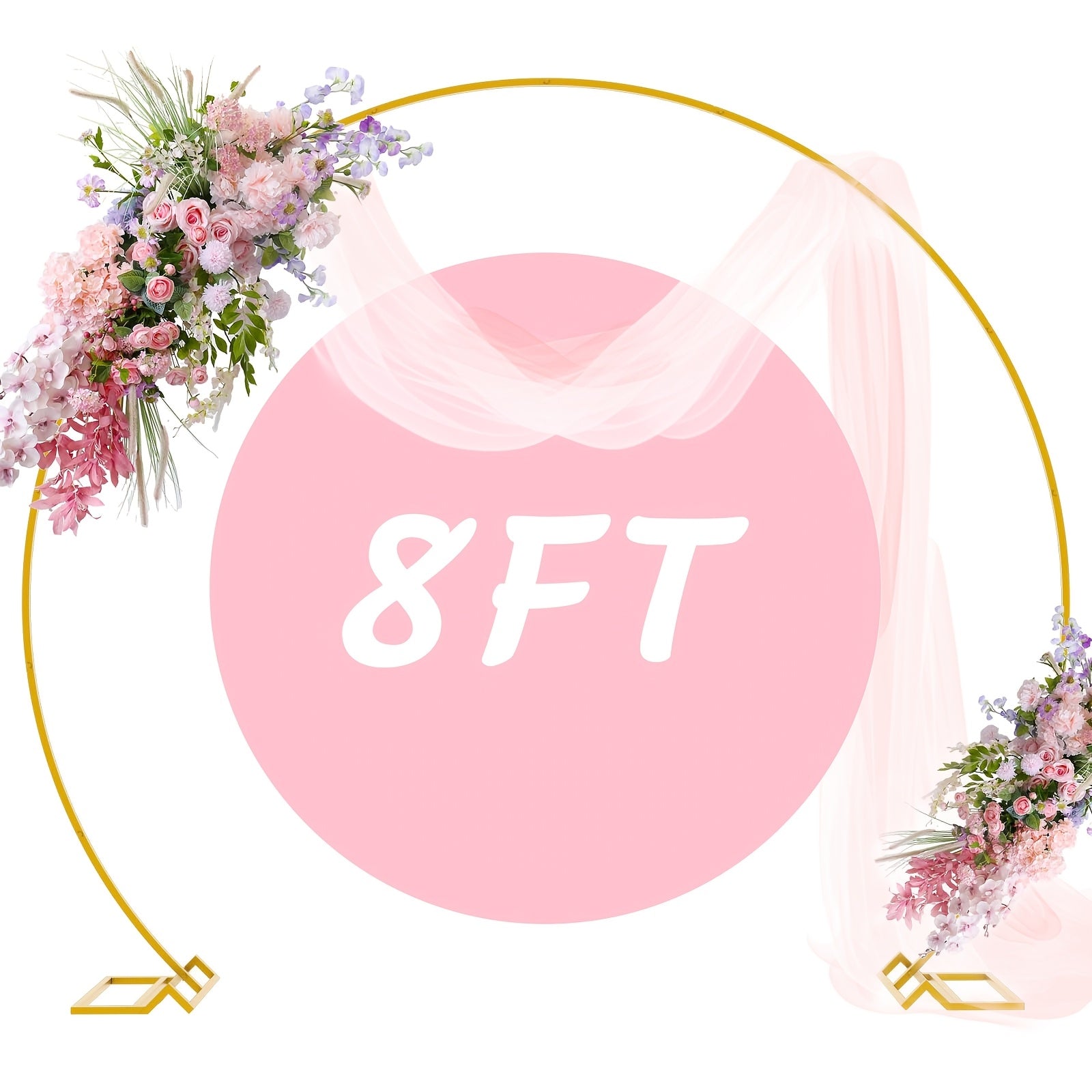 8ft Balloon Wedding Arch Round Background Stand & Square Arch Backdrop Stand, Reusable Event Decoration, Perfect For Weddings, Valentine'S Day, Birthdays, Parties, Friends' Gatherings, Christmas, And Garden Decoration