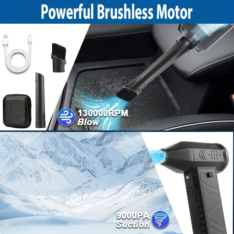 Local Warehouse, Super Powerful Blow & Suction All-in-One Portable Turbo Fan, 130, 000 RPM High Speed Airflow, Cooling, Dust Removal, Snow Blowing, Ignition Aid, Inflatable Pad Aid, Car Cordless Handheld Vacuum/Dust Collector, Car Vacuum Cleaner